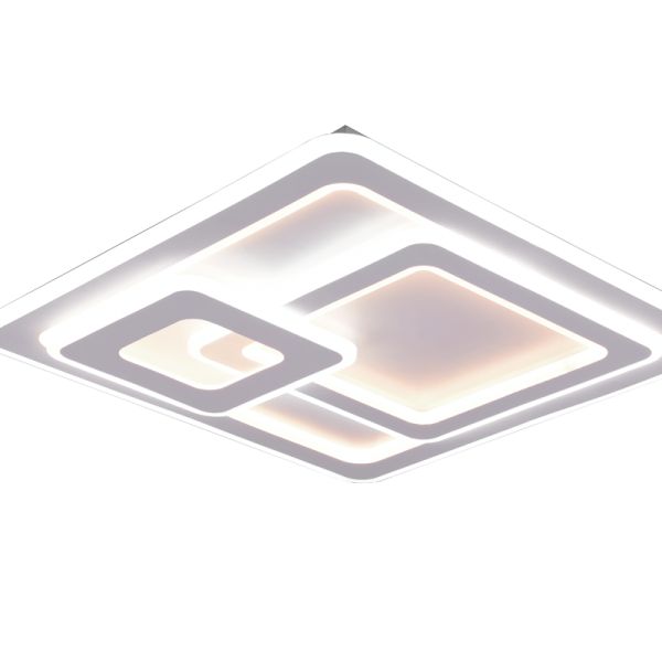 Plafón de techo LED cuadrado Mita blanco vista desde abajo| LeonLeds