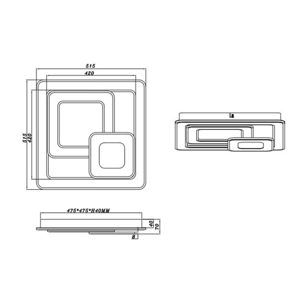 Plafón de techo LED cuadrado Mita blanco detalles técnicos| LeonLeds