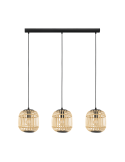 Plafonnier Bordesley avec 3 abat-jour en bois de bambou E27