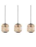 Lámpara colgante de techo Bordesley 3 pantallas de madera de Bambú E27 pantallas