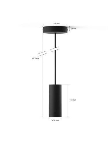 Bombilla cable colgante negro mate Lightguide Philips Hue medidas producto| LeonLeds
