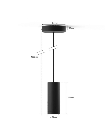 Bombilla cable colgante negro mate Lightguide Philips Hue medidas producto| LeonLeds