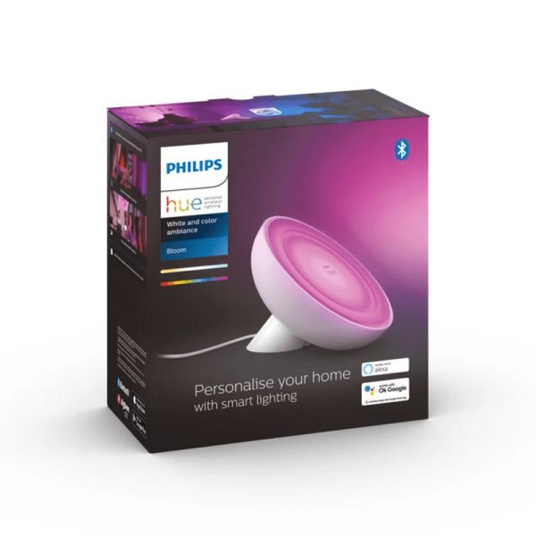Lámpara de sobremesa LED inteligente Bloom blanco caja producto | LeonLeds