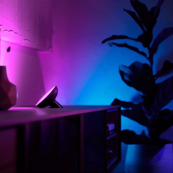 Lámpara de sobremesa LED inteligente Bloom negro foto ambiente luz colores| LeonLeds