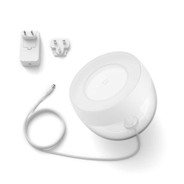 Lámpara de sobremesa LED inteligente Iris blanco contenido producto | LeonLeds