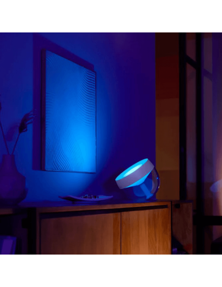 Lámpara de sobremesa LED inteligente Iris blanco foto ambiente luz colores| LeonLeds