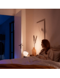 Lámpara de sobremesa LED inteligente Iris blanco luz cálida encendida | LeonLeds