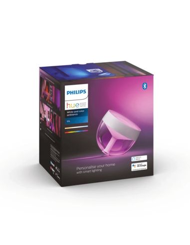 Lámpara de sobremesa LED inteligente Iris blanco caja producto | LeonLeds