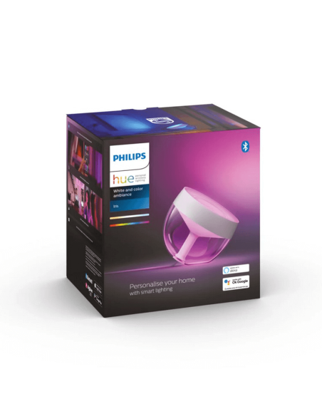 Lámpara de sobremesa LED inteligente Iris blanco caja producto | LeonLeds