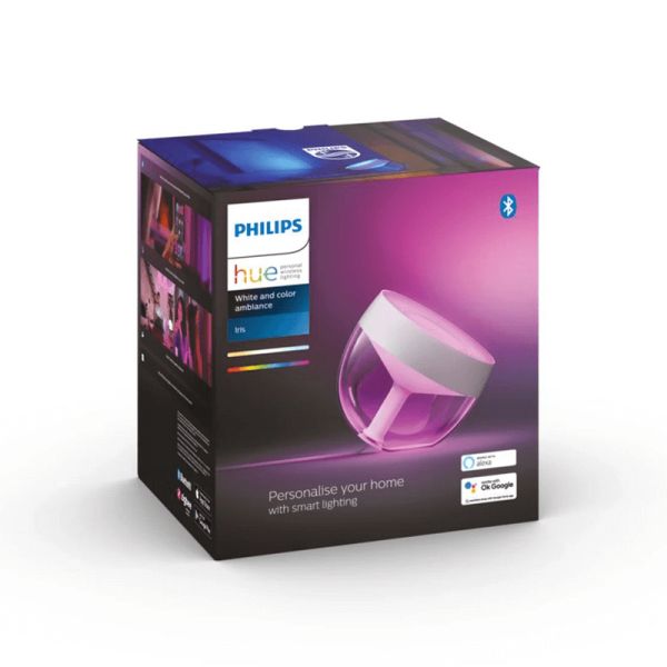 Lámpara de sobremesa LED inteligente Iris blanco caja producto | LeonLeds