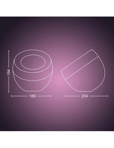 Medidas de produtos de candeeiro de mesa LED inteligente de íris branca | leonleds