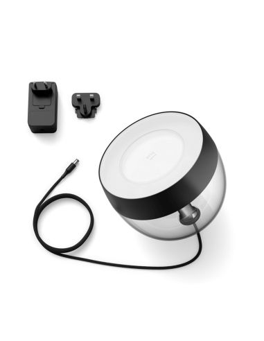 Lámpara de sobremesa LED inteligente Iris negro contenido producto | LeonLeds