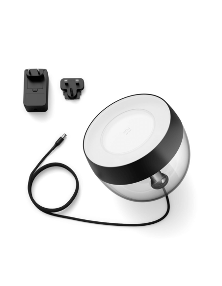 Lámpara de sobremesa LED inteligente Iris negro contenido producto | LeonLeds