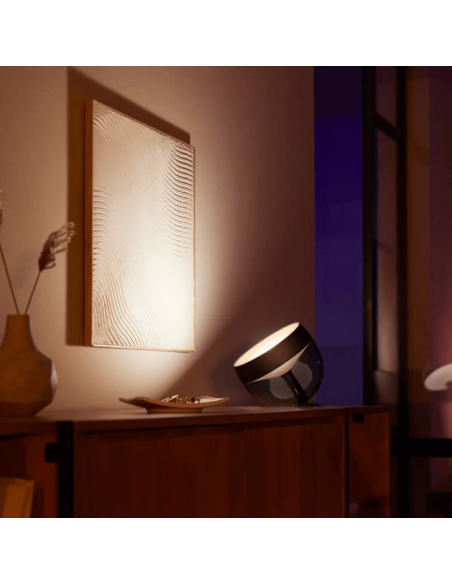 Lámpara de sobremesa LED inteligente Iris negro foto ambiente luz colores| LeonLeds