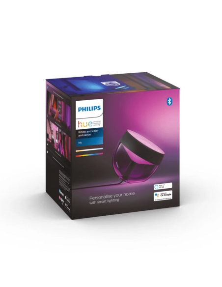 Lámpara de sobremesa LED inteligente Iris negro caja producto | LeonLeds