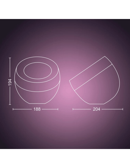 Lampe de table LED intelligente Iris noir dimensions du produit | leonleds