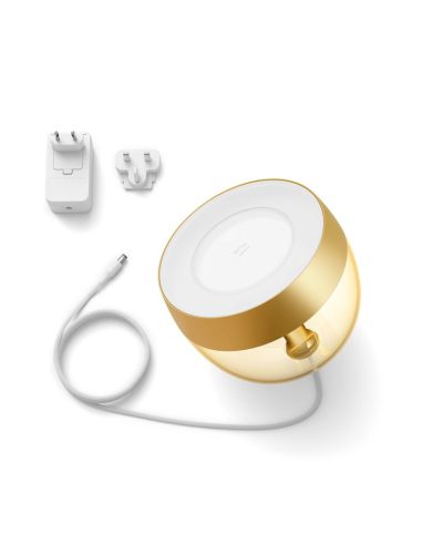 Lámpara de sobremesa LED inteligente Iris oro contenido producto | LeonLeds