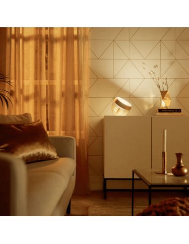 Candeeiro de mesa LED inteligente Iris foto de ouro cores de luz ambiente | leonleds