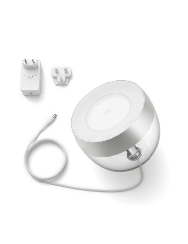 Lámpara de sobremesa LED inteligente Iris plata contenido producto | LeonLeds