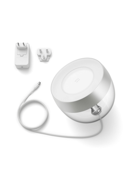 Lámpara de sobremesa LED inteligente Iris plata contenido producto | LeonLeds