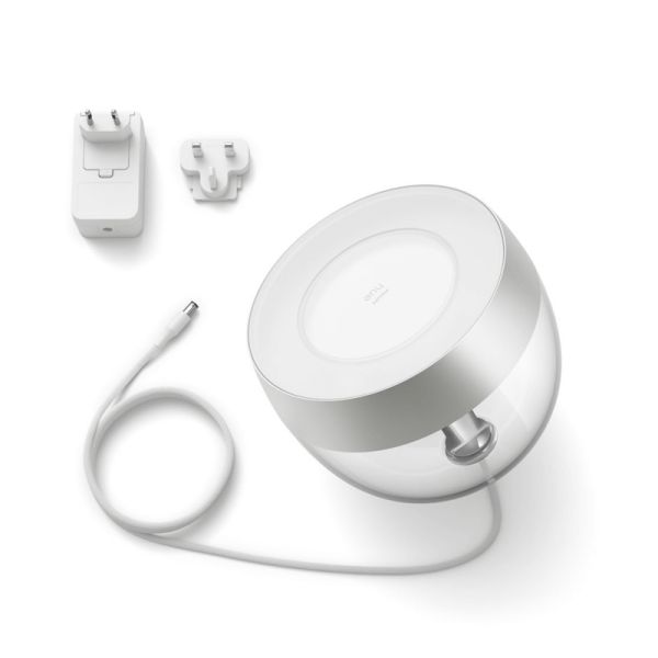 Lámpara de sobremesa LED inteligente Iris plata contenido producto | LeonLeds