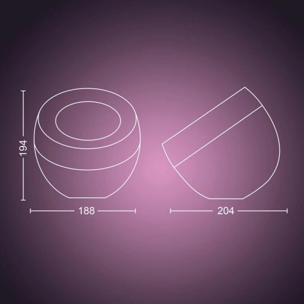 Lampe de table LED intelligente Iris argent dimensions du produit | leonleds