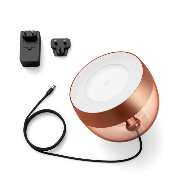 Lámpara de sobremesa LED inteligente Iris bronce contenido producto | LeonLeds