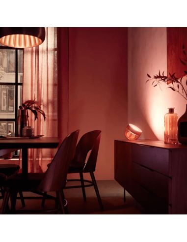 Lámpara de sobremesa LED inteligente Iris bronce foto ambiente luz colores| LeonLeds