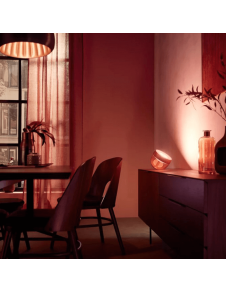 Lámpara de sobremesa LED inteligente Iris bronce foto ambiente luz colores| LeonLeds