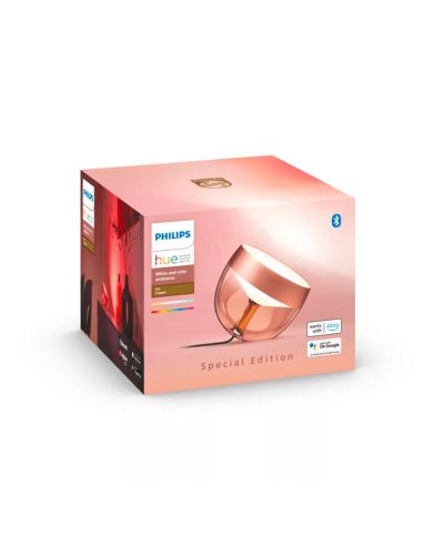 Lámpara de sobremesa LED inteligente Iris bronce caja producto | LeonLeds