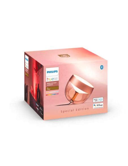 Lámpara de sobremesa LED inteligente Iris bronce caja producto | LeonLeds