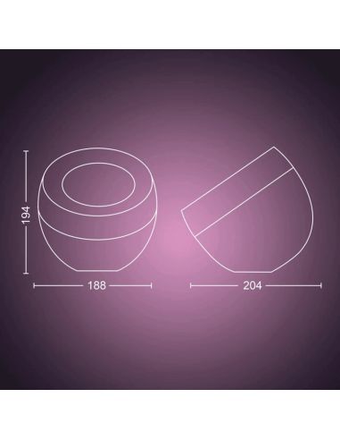 Lampe de table LED intelligente Iris bronze mesures du produit | leonleds