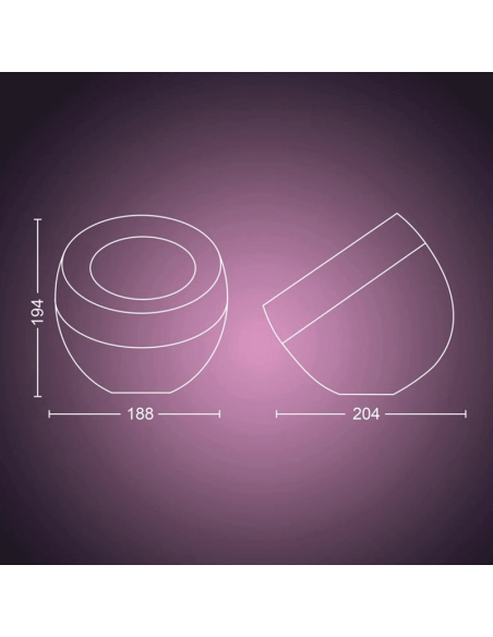 Candeeiro de mesa LED inteligente Iris medidas de produtos de bronze | leonleds