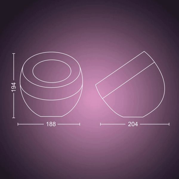 Lampe de table LED intelligente Iris bronze mesures du produit | leonleds