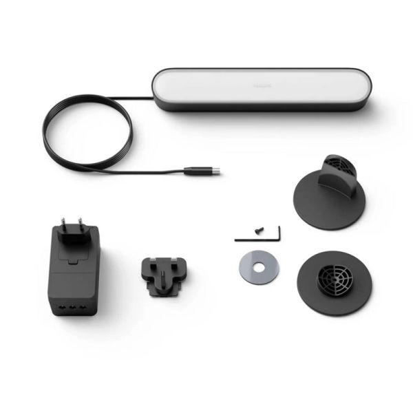 Barra de luz inteligente LED negro 8.1W Hue Play con Alimentador contenido producto| LeonLeds