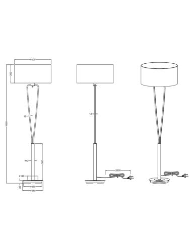 Lampadaire en bronze Paris II Série Trio Lighting Dimensions| leonleds
