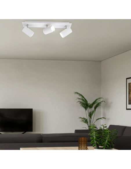 Regleta 3 focos blanca Marley TrioLighting | lámpara de techo Ambiente | LeónLeds Iluminación