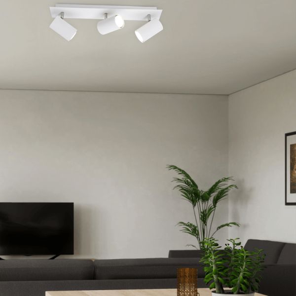 Regleta 3 focos blanca Marley TrioLighting | lámpara de techo Ambiente | LeónLeds Iluminación