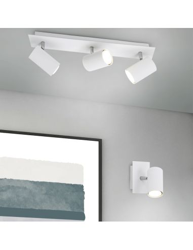 Regleta 3 focos blanca Marley TrioLighting | lámpara de techo Ambiente| LeónLeds Iluminación