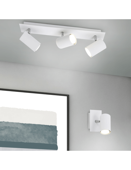Regleta 3 focos blanca Marley TrioLighting | lámpara de techo Ambiente| LeónLeds Iluminación