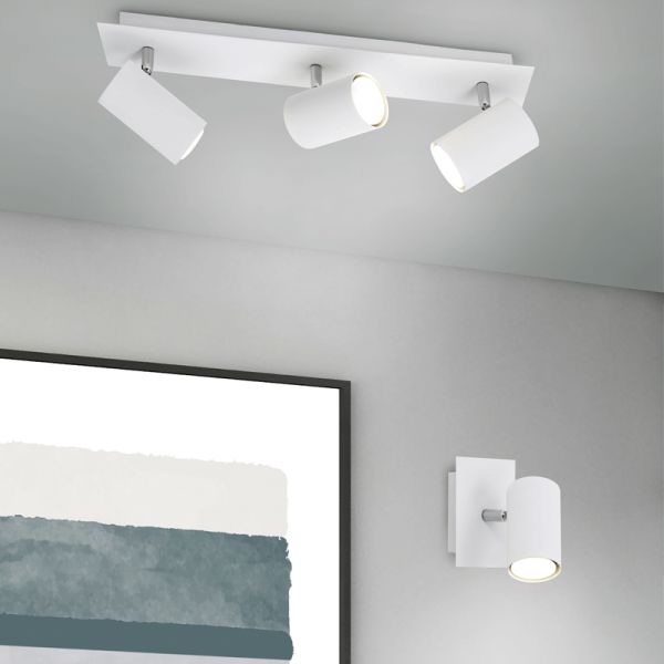 Regleta 3 focos blanca Marley TrioLighting | lámpara de techo Ambiente| LeónLeds Iluminación