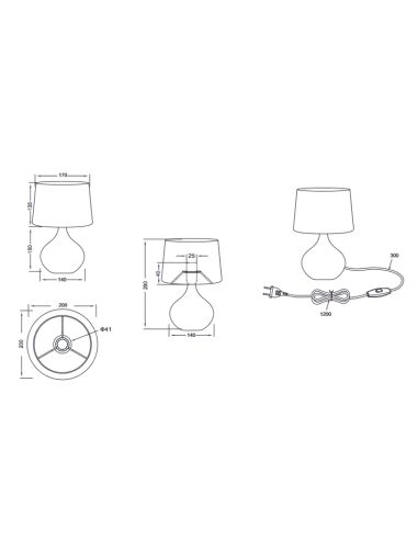 Candeeiro de mesa Capuccino Trio Lighting Measurements| leonleds