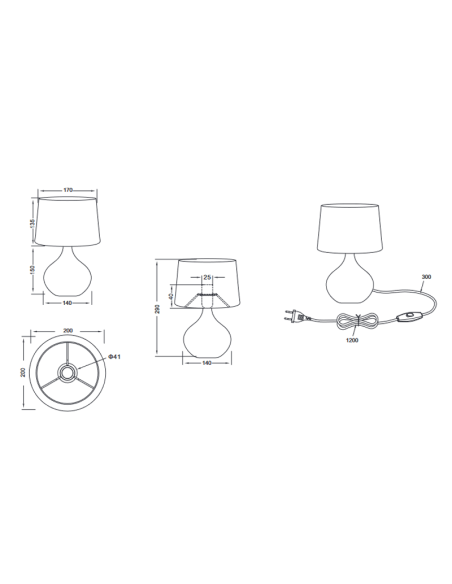 Candeeiro de mesa Capuccino Trio Lighting Measurements| leonleds
