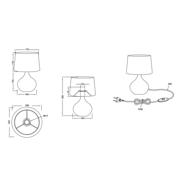 Candeeiro de mesa Capuccino Trio Lighting Measurements| leonleds