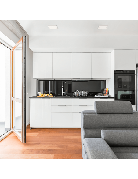 Plafón de techo LED cuadrado Roku 14cm blanco 12W 950Lm 3000K o 4000K ambiente