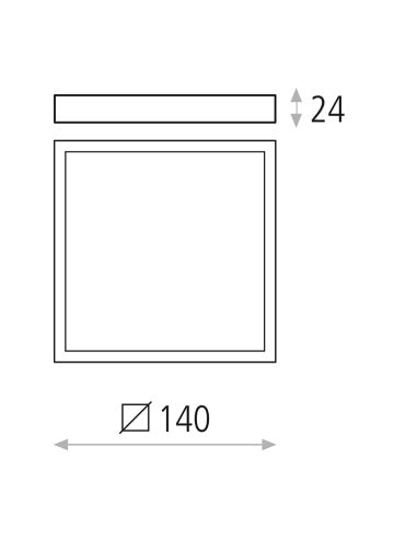 Candeeiro de tecto LED quadrado Roku 14cm branco 12W 950Lm 3000K ou 4000K medidas