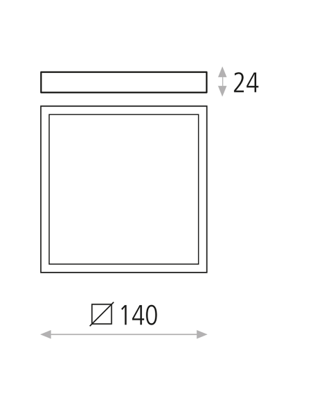 Plafonnier LED carré Roku 14cm blanc 12W 950Lm mesures 3000K ou 4000K