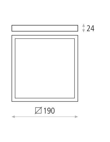 Plafonnier LED carré Roku 19cm blanc 18W 1450Lm mesures 3000K ou 4000K