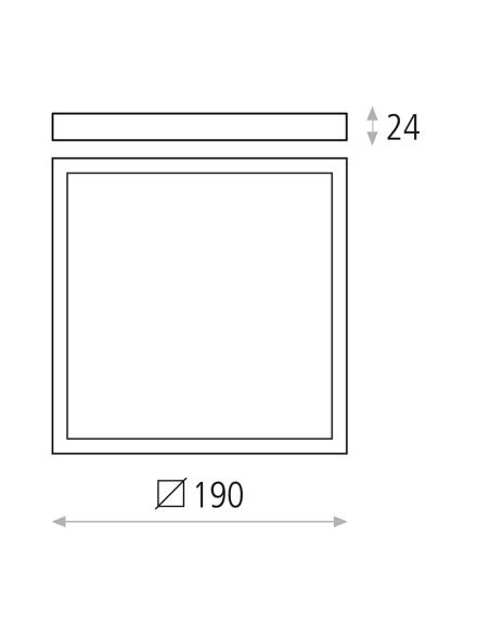 Plafonnier LED carré Roku 19cm blanc 18W 1450Lm mesures 3000K ou 4000K