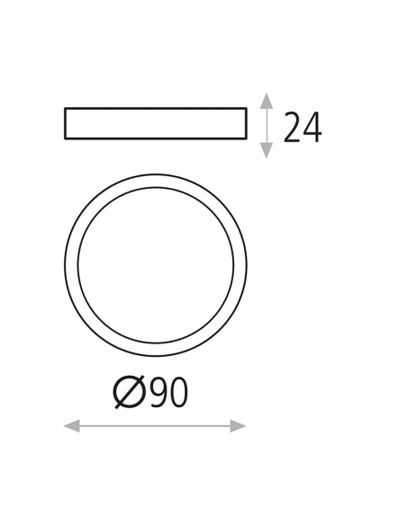 Lâmpada de teto LED redonda Kore 9cm branco 6W 420Lm 3000K ou 4000K medidas
